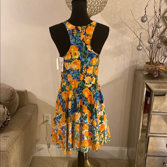 Yumi Kim  Floral Sleeveless Dress - Blue and Orange size medium - Picture 8 of 9